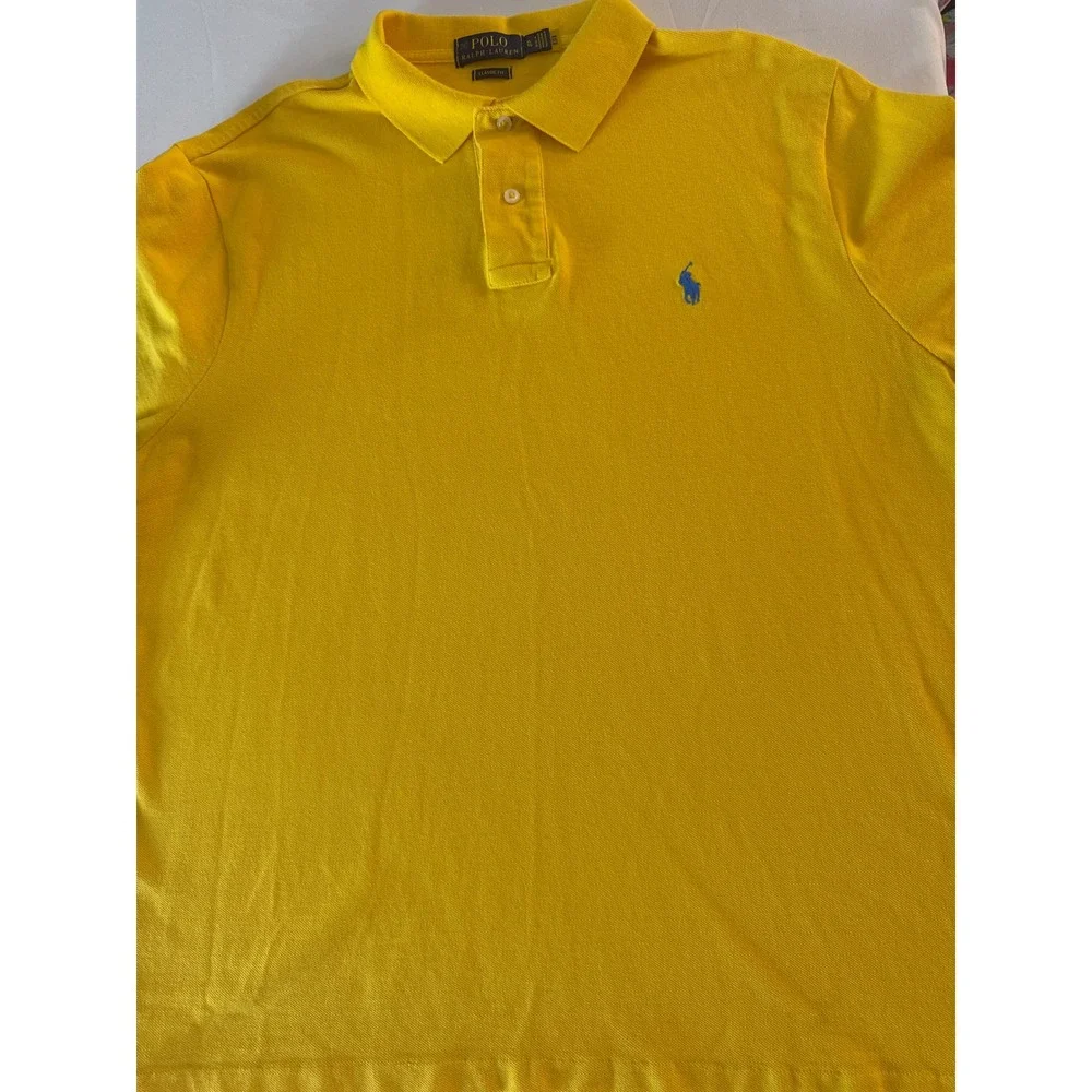 Polo Ralph Lauren Mens XL Yellow Classic Fit Short Sleeve Pique Polo Shirt